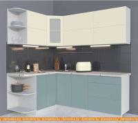 Кухня Интерлиния Мила Матте 1.5x2.1 А левая (слоновая кость/океан/опал светлый) картинка