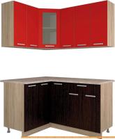 Кухня Интерлиния Мила 12x15 (красный/дуб венге) картинка