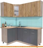 Кухня Интерлиния Мила 12x18 (дуб золотой-антрацит-дуб бунратти) картинка