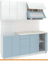 Кухня Кортекс-мебель Корнелия Мара 1.8м (белый/голубой/марсель) картинка