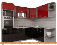 Кухня Интерлиния Мила Gloss 1.88x2.4 правая (красный-черный) картинка