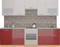 Кухня ВерсоМебель ЭкоЛайт-6 2.8 (белый/бургундский дождь) картинка