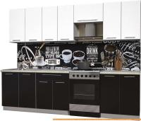 Кухня Интерлиния Мила Пластик 2.8 А (черный глянец/белый глянец/опал светлый) картинка