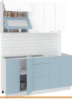 Кухня Кортекс-мебель Корнелия Мара 1.6м без столешницы (белый/голубой) картинка