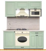 Кухня Интерлиния Мила Деко 1.7 (мята-мята-травертин серый) картинка