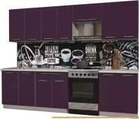 Кухня Интерлиния Мила Пластик 2.8 А (слива глянец/опал светлый) картинка