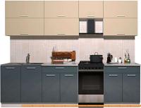 Кухня Интерлиния Мила Gloss 50-27 (ваниль/асфальт глянец) картинка