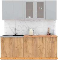 Кухня Интерлиния Мила 20 (серебристый-дуб золотой-дуб бунратти) картинка