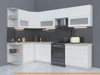 Кухня Интерлиния Мила Матте 1.5x2.8 Б левая (белый/белый/опал светлый) картинка