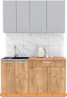 Кухня Интерлиния Мила Лайт 1.4-60 (серебристый-дуб золотой-дуб бунратти) картинка