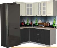 Кухня Интерлиния Мила Деко 1.2x1.9 (пепел/слоновая кость/травертин серый) картинка