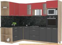 Кухня Интерлиния Мила 1.68x2.6 левая (красный-антрацит-кастилло темный) картинка