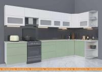 Кухня Интерлиния Мила Матте 1.5x3.7 Б правая (белый-мята-опал светлый) картинка