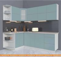 Кухня Интерлиния Мила Матте 1.5x2.3 А левая (океан/океан/травертин серый) картинка