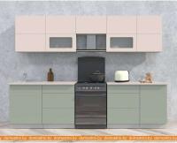 Кухня Интерлиния Мила Матте 2.9 Б (слоновая кость/мята/травертин серый) картинка