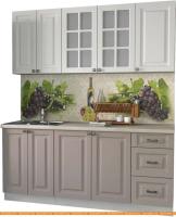 Кухня Интерлиния Мила Деко 1.8А (белый/луна/травертин серый) картинка