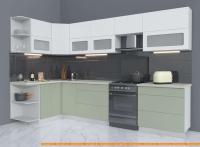 Кухня Интерлиния Мила Матте 1.5x3.2 Б левая (белый/мята/опал светлый) картинка