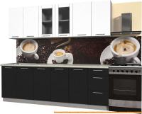 Кухня Интерлиния Мила Пластик 2.4 Б (черный глянец/белый глянец/опал светлый) картинка