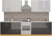 Кухня ВерсоМебель ВерсоЛайн 3-2.4 (белый 001/черный 020) картинка