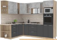 Кухня Интерлиния Мила 1.88x2.6 левая (бетон-антрацит-травертин) картинка