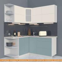 Кухня Интерлиния Мила Матте 1.5x1.7 А правая (слоновая кость-океан-опал светлый) картинка