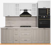 Кухня Интерлиния Мила Деко 2.4 (белый-луна-травертин серый) картинка