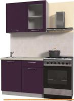 Кухня Интерлиния Мила Пластик 1.0 Б (слива глянец/опал светлый) картинка