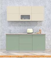 Кухня Интерлиния Мила Матте 1.8 А (слоновая кость/мята/травертин серый) картинка