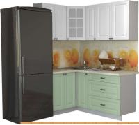 Кухня Интерлиния Мила Деко 1.2x1.7 (мята/белый/опал светлый) картинка