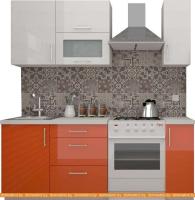 Кухня ВерсоМебель ВерсоЛайн 8-1.4 (белый 001/яркий оранжевый 008) картинка
