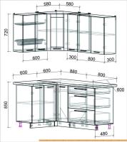 Кухня Интерлиния Мила Пластик 1.2x1.7 (черный глянец/белый глянец/опал светлый) картинка