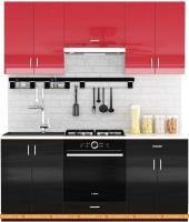 Кухня Сивирин-Компани Клео глосс 1.8 (черный глянец\красный глянец) картинка