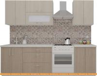 Кухня ВерсоМебель ВерсоЛайн 6-2.0 (крослайн латте/крослайн карамель) картинка