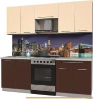 Кухня Интерлиния Мила Пластик 2.2 А (шоколад глянец/ваниль глянец/опал светлый) картинка