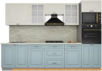 Кухня Интерлиния Мила Деко 3.0 (слоновая кость-океан-опал светлый) картинка
