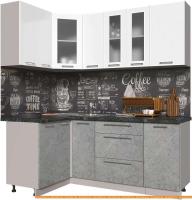 Кухня Интерлиния Мила Пластик 1.2x1.9 (мрамор/белый глянец/кастилло темный) картинка