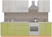 Кухня ВерсоМебель ВерсоЛайн 4-2.3 (белый 001/лайм 003) картинка