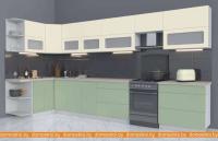 Кухня Интерлиния Мила Матте 1.5x4.0 Б правая (слон кость-мята-травертин серый) картинка