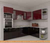 Кухня Интерлиния Мила Gloss 1.88x2.8 правая (бордовый-черный) картинка