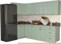 Кухня Интерлиния Мила Деко 1.2x2.7 (мята/травертин серый) картинка