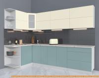 Кухня Интерлиния Мила Матте 1.5x2.9 А левая (слоновая кость/океан/опал светлый) картинка