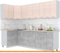 Кухня Интерлиния Мила Лайт 1.2x2.7 (вудлайн кремовый-бетон-бискайская сосна) картинка