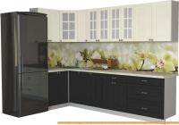 Кухня Интерлиния Мила Деко 1.2x2.9 (пепел/слоновая кость/травертин серый) картинка