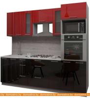 Кухня Интерлиния Мила Gloss 2.4 (красный-черный) картинка