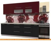 Кухня Интерлиния Мила Пластик 2.6 В (черный глянец-бордо глянец-опал светлый) картинка