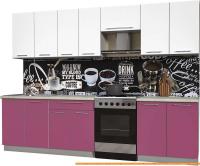 Кухня Интерлиния Мила Пластик 2.9 А (гортензия гл/белый гл/опал светлый) картинка