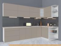 Кухня Интерлиния Мила Матте 1.5x3.0 А правая (луна/луна/травертин серый) картинка