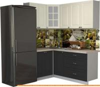 Кухня Интерлиния Мила Деко 1.2x1.8 (пепел/слоновая кость/травертин серый) картинка