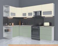 Кухня Интерлиния Мила Матте 1.5x2.9 Б левая (слоновая кость/мята/травертин сер.) картинка