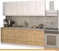Кухня Кастанье Марта 2.2 (белый глянец/дуб крафт золотой матовый) картинка